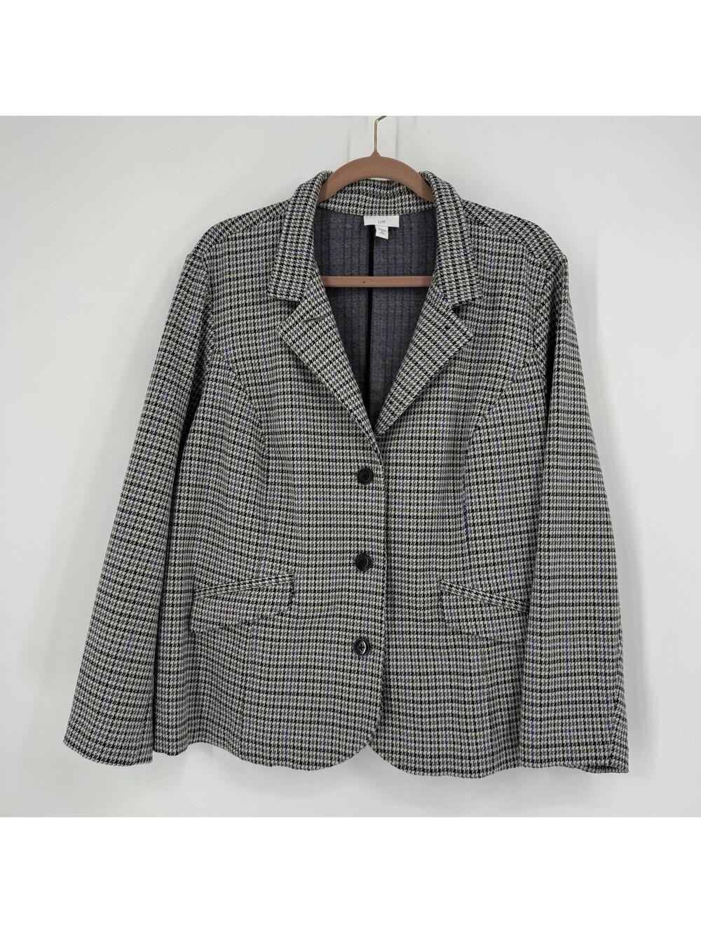 J.jll blazer XLP check plaid cotton blend career workwear business office preppy